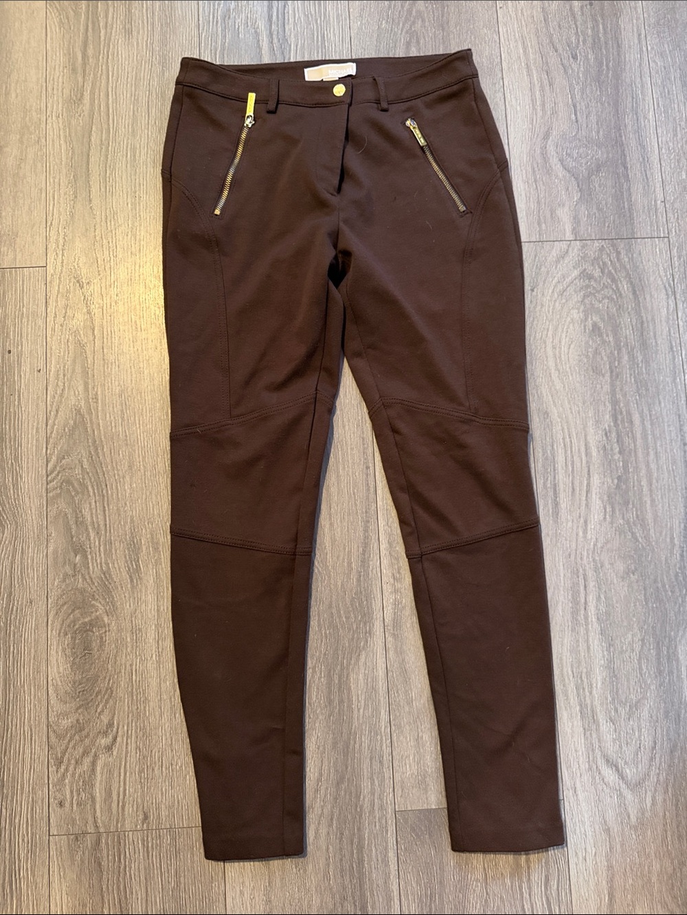 Michael Kors Dark Brown Zip-Pocket Stretch Chinos
